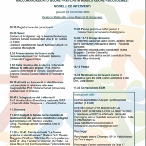 Raccomandazioni di buone pratiche in riabilitazione psicosociale: modelli e interventi - SIRP Triveneto